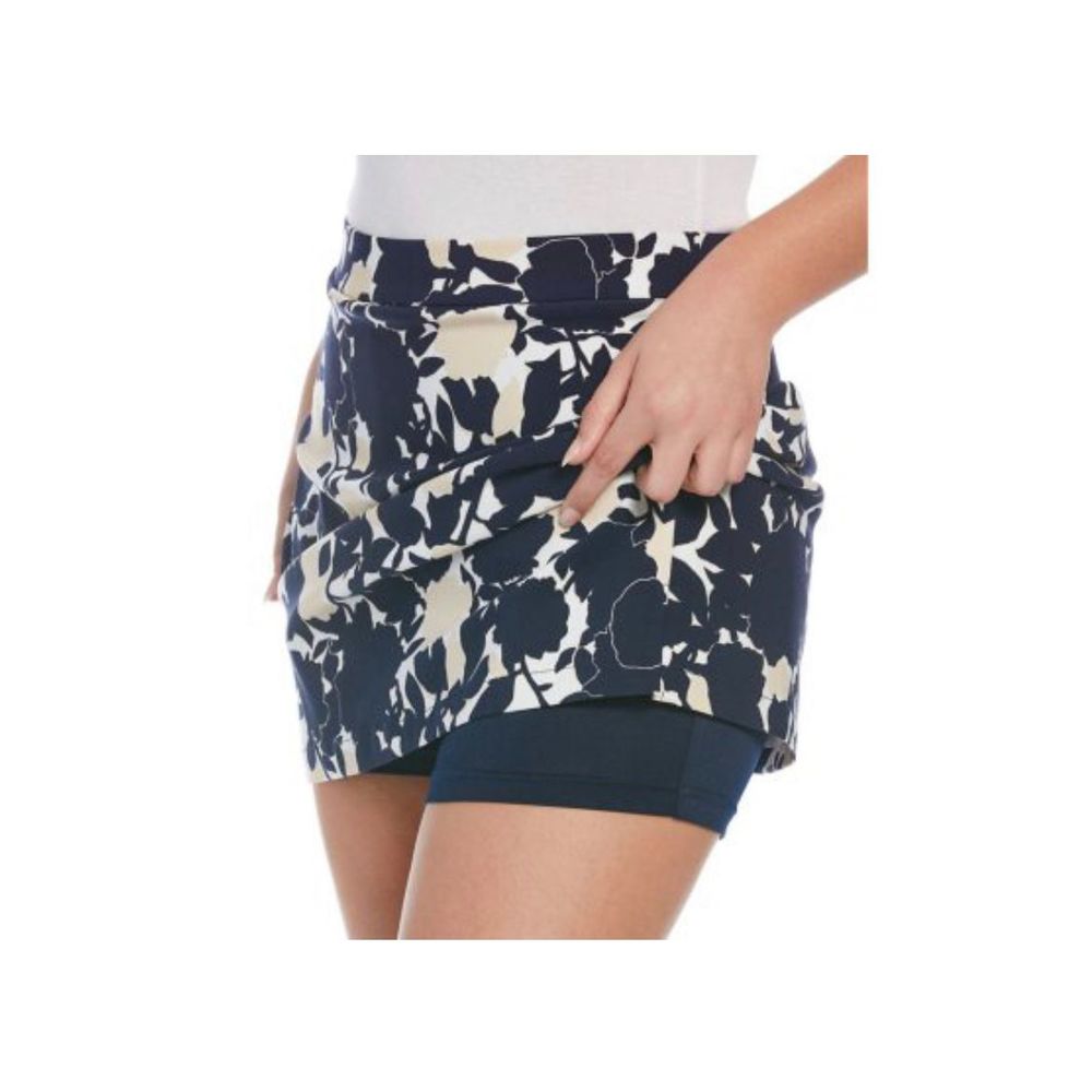 Rafaella SKORT Pull on skirt Floral Navy & Stone lined skirt with shorts